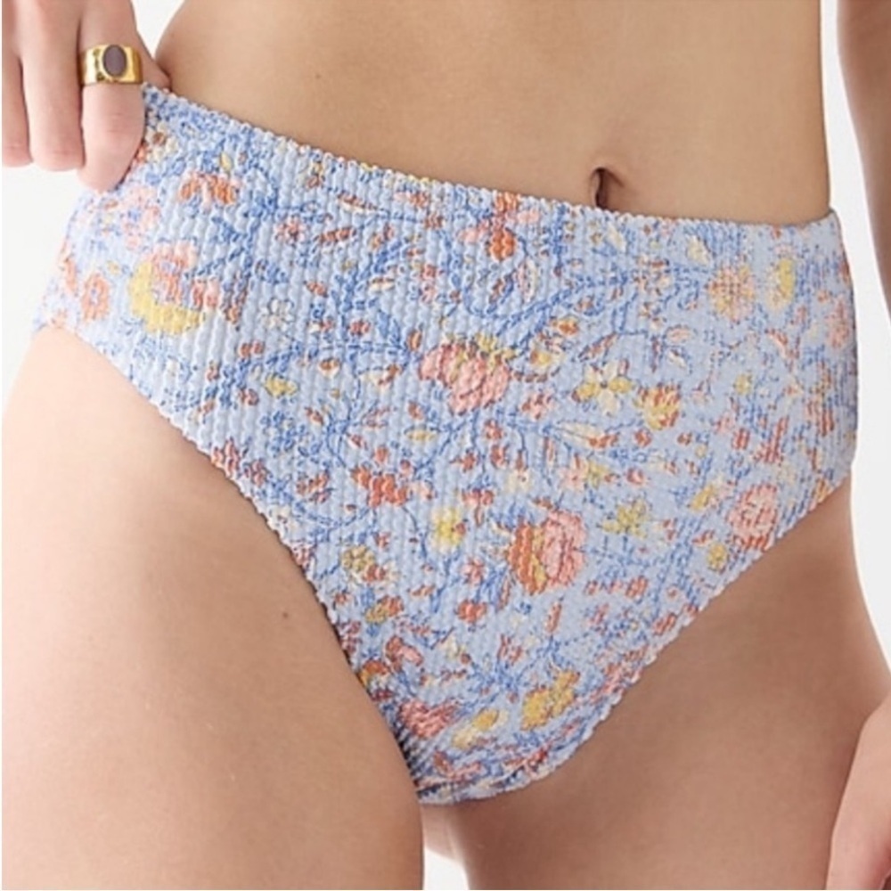 J. Crew Floral Scrunchie High Rise Bikini Bottom Women’s Size 2X NWT